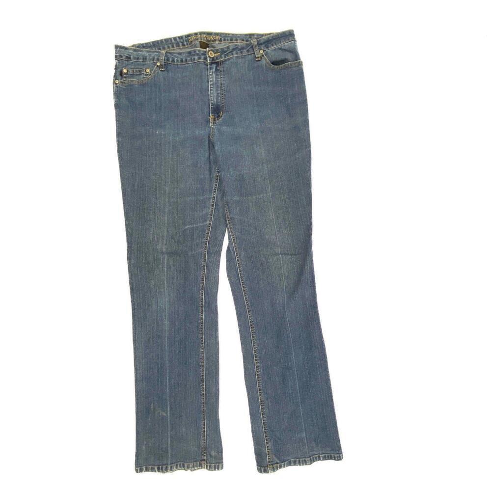Ashley Stewart Straight Leg Women's size 16‎ Tall Dark Wash Blue Denim Jeans